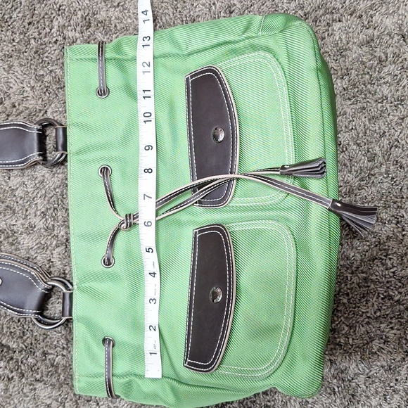 Vintage Tommy Hilfiger canvas handbag purse - green/brown leather - Picture 14 of 16